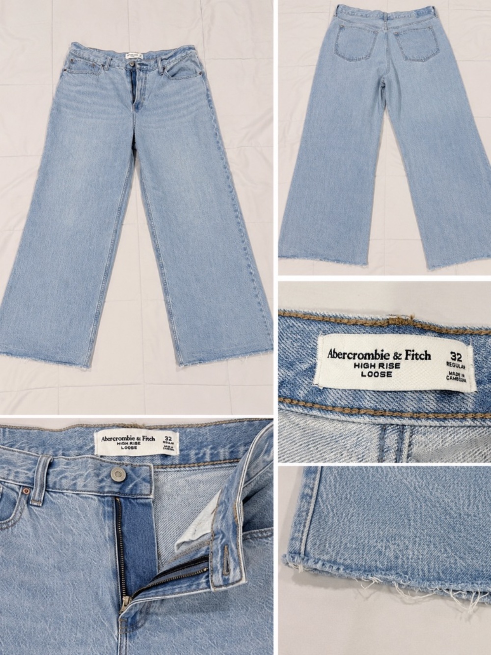 Abercrombie High Loose Jeans Size 32 Regular Light Wash Straight Wide Leg